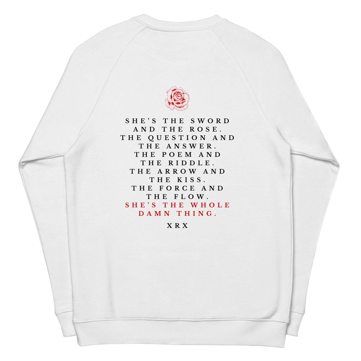 The Whole Damn Thing Unisex organic raglan sweatshirt in WHITE